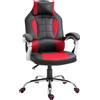 Sedia da Gaming Reclinabile con Supporto Lombare e Poggiatesta in Pelle PU, Rosso e Nero