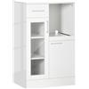 HOMCOM Credenza Moderna con Armadietti e Cassetto, Mobile Cucina Salvaspazio in Legno e Vetro 60x40x95cm, Bianco