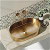 Karag Lavabo Da Appoggio In Acciaio Inox 55x35 - Oro Rosa