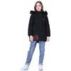 SXSHUN Bambina Giacca Slim da Principessa Piumino con Cappuccio di Pelliccia Ragazza Cappotto Caldo Imbottito in Cotone, Nero, 6 Anni/ 2XL