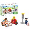 PLAYMOBIL JUNIOR 71692 Eroi di tutti i giorni, pompiere e agente di polizia, giocattolo sostenibile realizzato in plastica a base vegetale, giocattolo per bambini dai 12 mesi in su