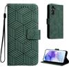 Auslbin Cover per Samsung Galaxy A55 5G 6.5, Samsung A55 SM-A556 Custodia Protettiva in stile Geometrico con Cover in pelle PU con Fibbia Magnetica, Verde