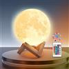 Poojaed Lampada luna 3D 15CM/5.9 Upgraded 16 colori di regolazione，supporto in legno，telecomando e carica USB，luce lunare decorazione per adulti ragazze bambini compleanno，regali di San Valentino