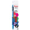 Pentel BX470/4BASIC - Set di 4 penne a sfera IZee retrattile con clip in metallo, colore: Nero/Blu/Rosso/Verde