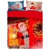 Bassetti Completo lenzuolo effetto copriletto matrimoniale i cotone 100% art. Christmas col. Rosso