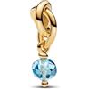 Pandora Sfaccettato Sea Aqua Blue Eternity Circle Dangle Charm 763462C03, misura unica, Oro giallo, Cristallo