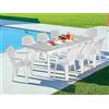 Dmora Tavolo da Esterno Mercurio, Tavolo Rettangolare, Tavolo allungabile da Giardino o da Bar, 100% Made in Italy, Cm 160-220x90h74, Bianco