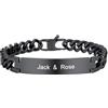 PROSTEEL Bracciale Personalizzato in Acciaio Inossidabile Uomo Donna Nero 23cm con Confezione