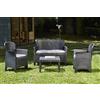 Dmora - Set Salotto da Esterno Ostuni, Set da Giardino con 2 poltrone, 1 Divano ed 1 tavolino, Salottino Effetto Rattan con Cuscini, 100% Made in Italy, Antracite