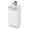 Dmora Cassettiera, Settimanale a 5 cassetti, cm 61 x 118 x 40, Colore Bianco con Dettaglio Vintage