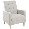 WOLTU Poltrona da Salotto, Poltrona Relax con Schienale Alto, Sedia di Relax con Pieno Legno Massello Piedi, Seduta Imbottita, Rivestimento in Lino, per Salotto, Ufficio, Grigio Chiaro, SKS41hgr