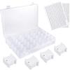 Fossthiroy Scatola organizer per filo da ricamo in plastica a 36 scomparti, 50 bobine e 2 numerati per cucito
