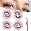 RXKFIGX 4 Paia Ciglia finte Autoadesive Riutilizzabili Ciglia Finte 3D Ciglia Lmpermeabili Senza Colla Senza colla o Eyeliner Ciglia Finte Lunghe e Spesse con Scatola