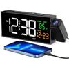 Netzu Sveglia digitale con funzione di proiezione, sveglia con proiettore a 350°, termometro, data, grande display, 10 suonerie, snooze, 5 luminosità, 4 volumi, DST manuale, sveglia rumorosa camera da letto
