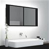 WIFESE Armadietto a Specchio con Luci LED Nero 90x12x45 cm Specchio Bagno Con Luce E Armadietto Specchio Contenitore Bagno Mobiletto Bagno Con Specchio Specchio Parete Stile Moderno
