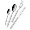 Eme Posaterie Set di 16 Posate Linea Fast, Acciaio inox, Con Manico a Linea, Elegante Set di Posate con Coltello, Forchetta, Cucchiaio per casa, ristorante lavabile in lavastovigli (Bianco)