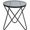 39F FURNITURE DREAM Tavolino rotondo in metallo e vetro temperato, comodino scandinavo per soggiorno, grigio, bicchiere, 45 x 45 x 50 cm