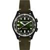Spinnaker Mens 42mm Bradner Automatic Military Green 3 Hands Watch with Genuine Leather Strap SP-5062-04