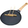 Exyvox Padella crepes antiaderente nera 28 cm con rivestimento antiaderente in granito svizzero, manico in bachelite, compatibile EMC, senza PFOA