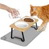 Lannvan Ciotole per Gatti Rialzate, Doppia Ciotola per Gatti e Cani in Ceramica, 15° Inclinate Set di 2 Ciotole Gatto per Cibo e Acqua con Tappetino Antiscivolo,Ciotola Gatto per Cani Piccoli,Gattini