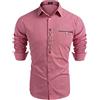 COOFANDY Camicia da uomo a maniche lunghe in cotone a scacchi camicia Oktoberfest camicia tradizionale bavarese camicie con tasche, Blu reale, XXL