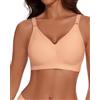WOWENY Reggiseno da Donna Senza Ferretto, Reggiseno Push up, Comodo, Senza Cuciture, con Spalline Regolabili, Senza Ferretto, Beige., M