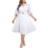 IWFEV Abito taglie forti Abito a pieghe in pizzo con maniche a sbuffo Abito corto Plus Size Abito da sera per feste vuote, Blu, 4XL più
