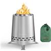 Onlyfire Braciere Senza Fumo da Tavolo, Focolare Portatile con Staffa per Vaso e Borsa da Trasporto, Bruciatura a Legna e a Pellet, per Campeggio all'aperto Tailgating Patio Backyard, Acciaio Inox
