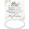 Bramart Bracciale Tennis Idea Regalo Compleanno 60 anni Donna con Pietre di Zirconia Cubica per lei Finitura in Oro Bianco Argento 925 Natale - Cofanetto con DEDICA incluso. (60 Anni - 5)