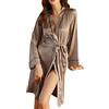 Daikascbny Vestaglia Donna Accappatoio Camicia Notte con Cintura Moda Kimono da Notte Morbido Cintura in Vita Raso Confortevole Leggere Vestaglia Coralina Sexy Mezza Manica Pigiama Donna