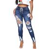 KUNMI - Jeans da donna a vita alta, skinny, elasticizzati, strappati, pantaloni in denim, taglie forti, L