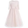 Mufeng Vestiti da Comunione Bambina Eleganti da Cerimonia Manica Mezza Top Pizzo Abito da Principessa con Bowknot Sposa Partito Matrimonio Compleanno Regalo 2-14 Anni Bianco 8 Anni