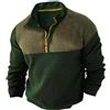 Generic Felpa da uomo senza cappuccio con zip - Pullover da uomo nero scollo a V - maniche lunghe a nido d'ape colore henley - Maglia a maniche lunghe collo alto Western Hoodie Top Soft Top, verde, XXXL