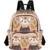 Mnsruu Mini zaino da donna grigio con gatto rosa, borsa da viaggio, borsa a tracolla casual, S, Grigio Gatto Rosa, M