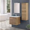 Inbagno Mobile bagno sospeso 60 cm rovere africa con 2 ante soft-close, lavabo in ceramica e specchio reversibile 50x70 cm, KLEO