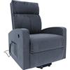 Arreditaly Poltrona Relax Alzapersone Massaggiante Elettrica Schienale Reclinabile Poggiapiedi Estraibile Seduta Imbottita Massaggio Telecomando Incluso Nenea Plus 74 x 77 x 110 Cm (Grigio, Tessuto)