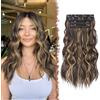 FESHFENExtension Posticci Capelli Sintetici Ricci Ondulati con Clip 40 cm per Donna