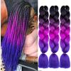Shangxiu trecce extension capelli, 3pezzi extension treccine africane 24 Sintetici kanekalon hair ombre Jumbo Treccia Capelli Per Crochet Torsione (Nero-Viola-Blu)