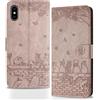 SRISHP Cover per iPhone XS/iPhone X, Magnetica Cover a Libro con Slot per Schede, Custodia in PU Pelle Portafoglio per iPhone XS/iPhone X, Oro Rosa