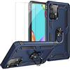 J&D Compatibile per Samsung Galaxy A52 4G/Galaxy A52 5G/Galaxy A52s 5G Custodia, Militare Grado Custodia Pesante Ibrida Antiurto con Supporto ad Anello e 2-Confezioni Protezione Schermo, Blu