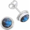 mantraroma orecchini a bottone in argento 925 con labradorite verde e blu, orecchini con pietre preziose in vero argento sterling da donna, regalo