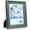 Andiker Cornice portafoto 8 x 10, adatta per foto 8 x 6, materiale in resina di alta qualità e infrangibile, elegante decorazione portafoto con supporto per tavolo o parete (blu)