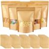 Rairsky 50 Pezzi 12x20cm Sacchetto Sigillato di Carta Kraft con Finestra,Buste Kraft con Finestra e Chiusurasacchetti Carta Piccoli Regalo per Alimenti Ermetici,Waterproofing Sacchetti Carta Kraft per Tè