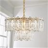 SM Saint Mossi Saint Mossi - Lampadario a sospensione in cristallo, stile vintage, con 4 luci, 46 x 25 cm, paralume in vetro a 2 livelli e finitura in ottone