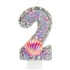 mciskin Candele a forma di coda di sirena per 2° compleanno, con numero 2 con paillettes rosa e conchiglia, candele per torta con perle rosa e viola, per ragazze, decorazioni per feste di compleanno a tema