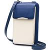 HNOOM Borsa a Tracolla Piccola da Donna Borsa Portafoglio Tracolla in Pelle Vera Mini Borsa Tracolla per Cellulare RFID Blocco Portafoglio Donna con Cerniera e Tracolla Regolabile (Blu-bianco)