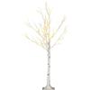 HOMCOM Albero di Natale Bianco Piccolo in PP e Metallo con 72 Luci LED e 8 Rami per Interni ed Esterni, 17x17x120 cm