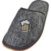 APREGGIO Pantofole Uomo in Feltro con Suola in Gomma Antiscivolo - Calde e Comode per Casa - Design con Boccale di Birra Ricamato - Grigio 45