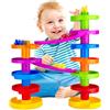 WEofferwhatYOUwant Pista Palline Montessori con Ponte - Torre Ball Drop Educativa per Bambini 9 Mesi+ - 2 Torri o 1 Grande, 4 Biglie Sonore, STEM, Rampa Colorata in Plastica Sicura, Regalo Perfetto