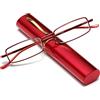Hubeye Occhiale da lettura metallo Ultrasottile con la Cerniela a molla da Uomo e Donna Anti luce blu con la Custodia Clip Portatile 2.00